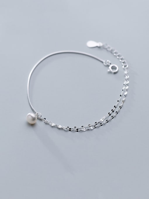 Rosh 925 Sterling Silver With Platinum Plated Simplistic Round Bracelets 0