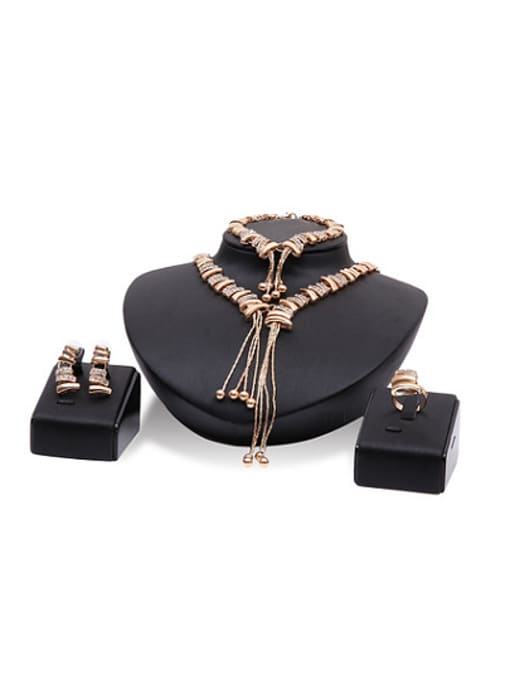 BESTIE Alloy Imitation-gold Plated Vintage style Rhinestones Tassels Four Pieces Jewelry Set 0