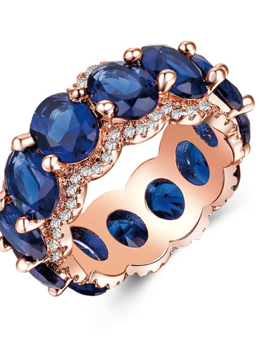 blue Copper With Cubic Zirconia  Luxury Round Band Rings
