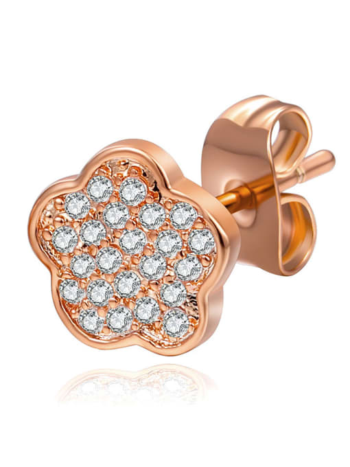 Rose-Gold Micro-inlaid zircon flower-shaped earrings
