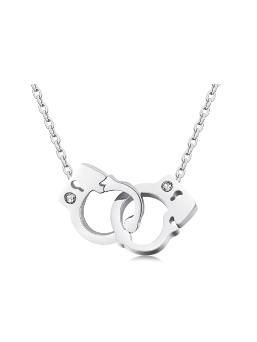 titanium Personalized Little Handcuffs Titanium Necklace