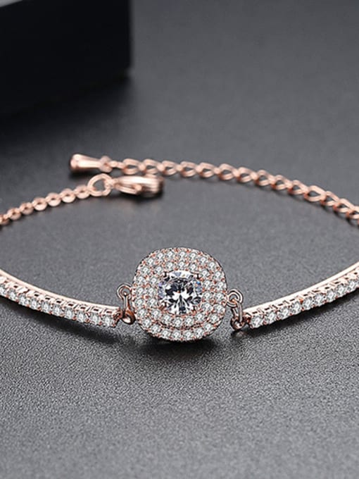 Rose Gold Copper inlaid AAA zircon flashing asymmetrical Chain Bracelet