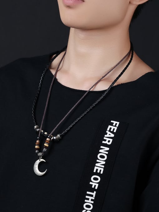 Open Sky Personalized Moon Beads PU Sweater Chain 1