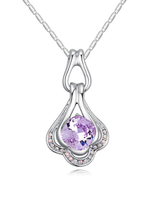 purple Simple austrian Crystals-covered Flowery Alloy Necklace