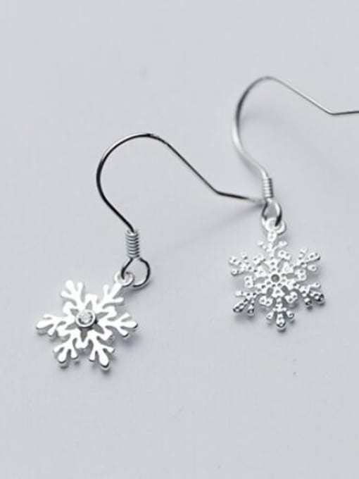 Rosh 925 Sterling Silver With Platinum Plated Fashion snowflake Hook Earrings 3