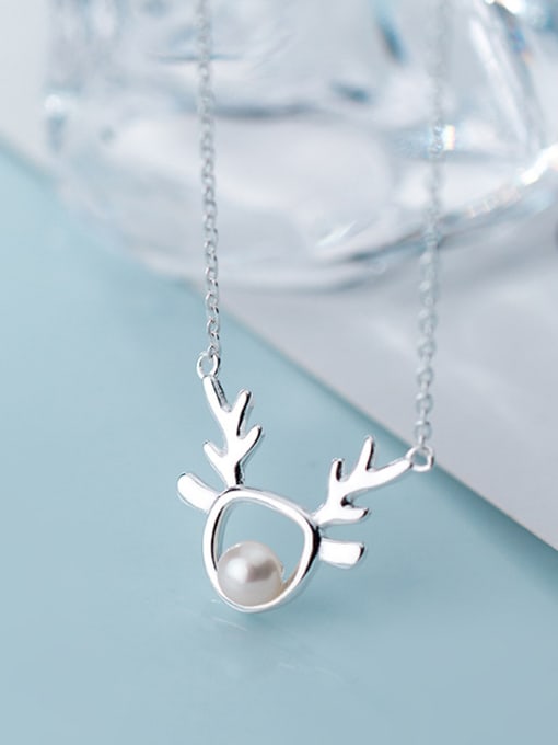 Rosh 925 Sterling Silver With Silver Plated Personality Bee-joo Antler Necklaces 0