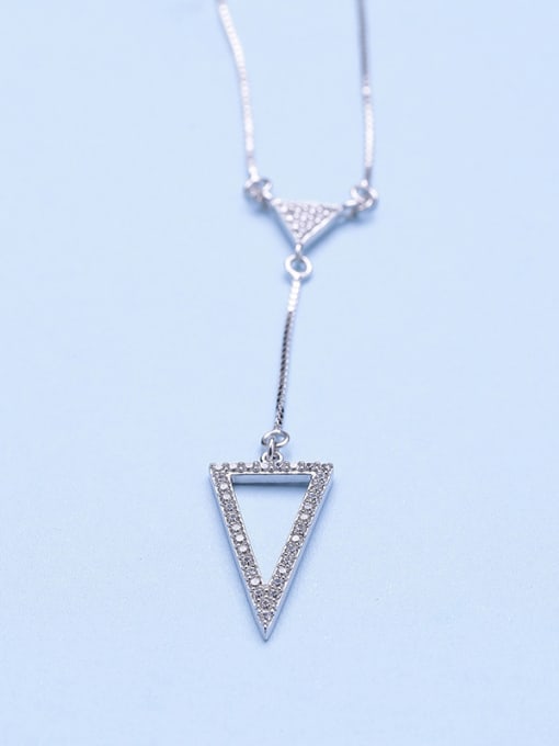 One Silver Double Triangle Necklace 0