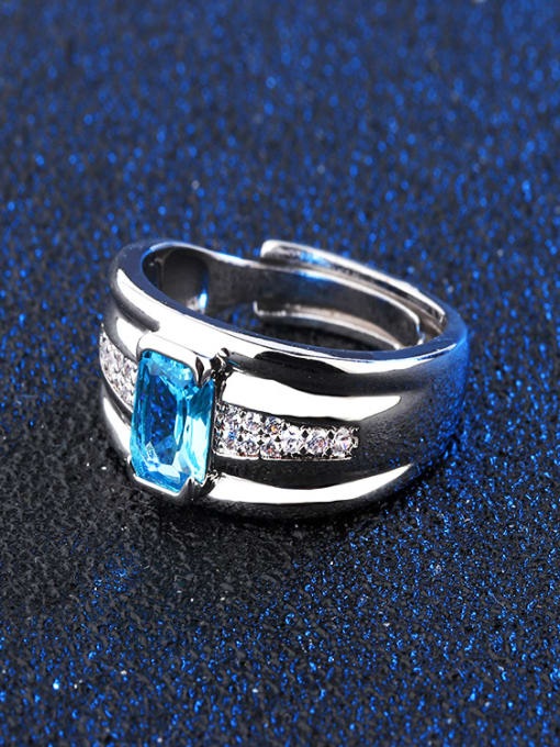 blue Copper With Glass stone Fashion Geometric Solitaire Rings