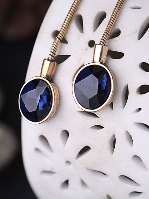 KM Alloy Fashion Simple Artificial Crystal Drop threader earring 2