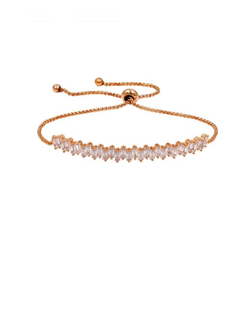 rose and white Copper With Cubic Zirconia Personality Geometric Adjustable Bracelets