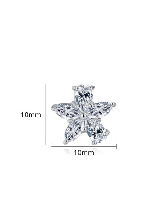 BLING SU Copper With Platinum Plated Cute Flower Stud Earrings 4