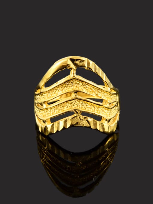 Yi Heng Da Personality 24K Gold Plated Hollow Geometric Design Copper Ring 1