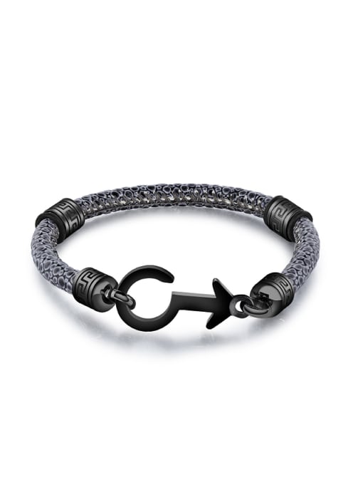 black Fashion Personalized Artificial Leather Unisex Bracelet