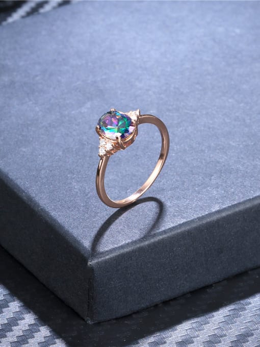 Rose Gold Rose Gold Plated Colorful Oval Shaped Zircon Ring