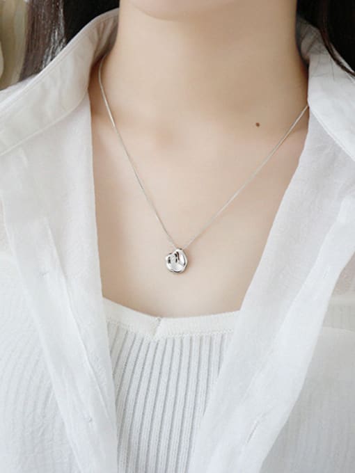 DAKA Sterling silver stone pattern bump irregular pendant short necklace 4