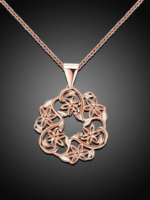 Rose Gold Women Exquisite Six Flowers Shaped Necklace