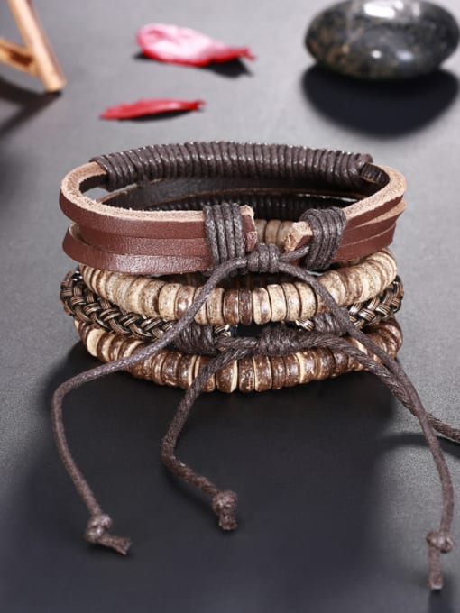 OUXI Retro style Multi-layers Leather Bracelet 2