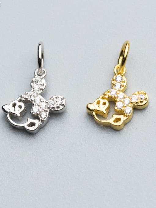 FAN 925 Sterling Silver With 18k Gold Plated Cute Mickey Charms 0