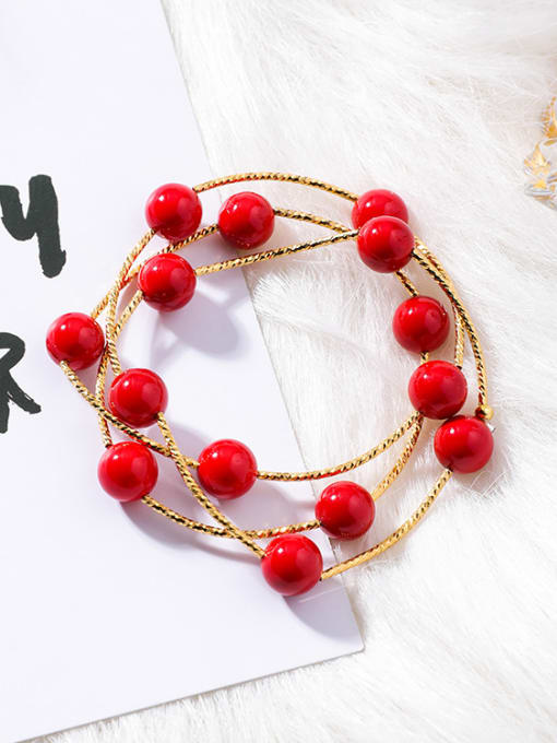 Girlhood Alloy With Gold Plated Casual red Ball Bracelets 1
