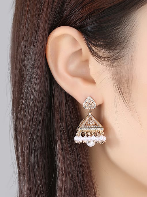 BLING SU Copper inlaid AAA cubic zirconia Statement Chandelier Earrings 1