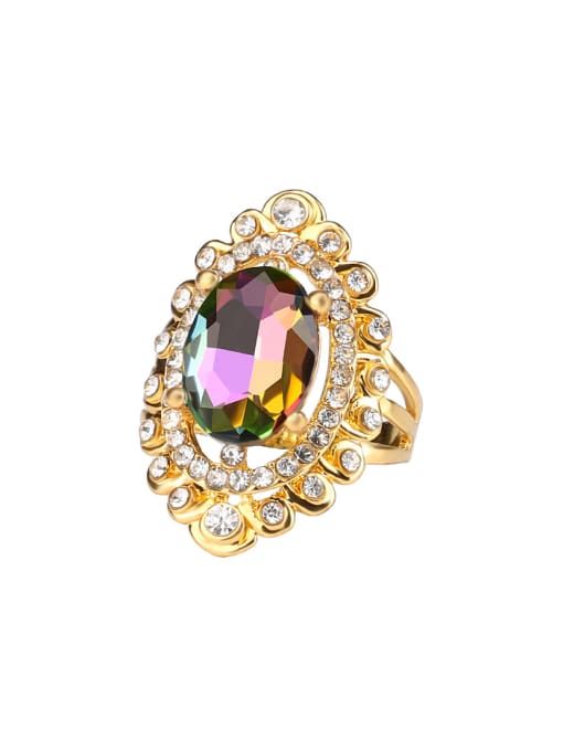 Gujin Exaggerated Noble Oval Crystal Rhinestones Alloy Ring 0