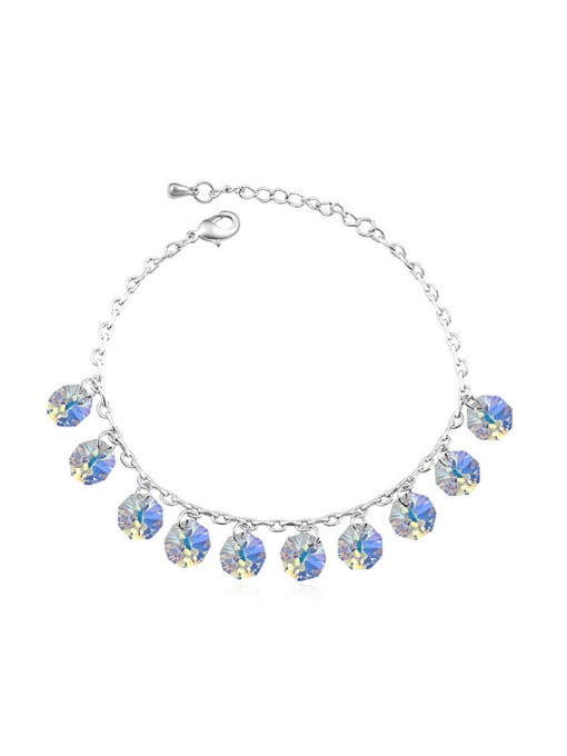 3 Simple Round austrian Crystals Alloy Anklet