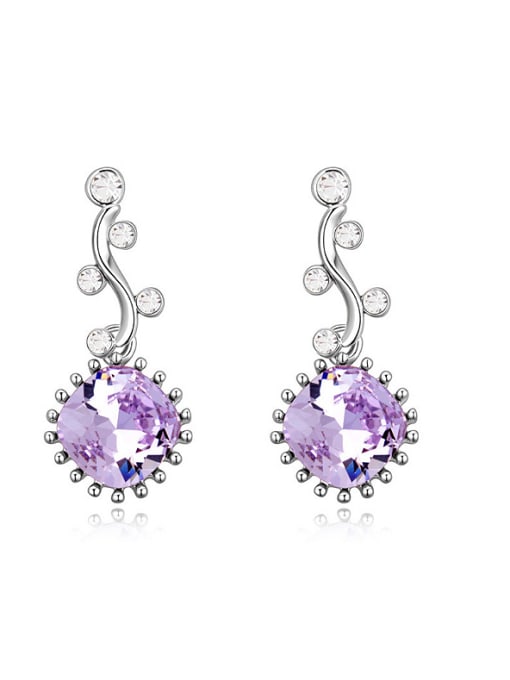 purple Fashion austrian Crystals Flower Alloy Stud Earrings