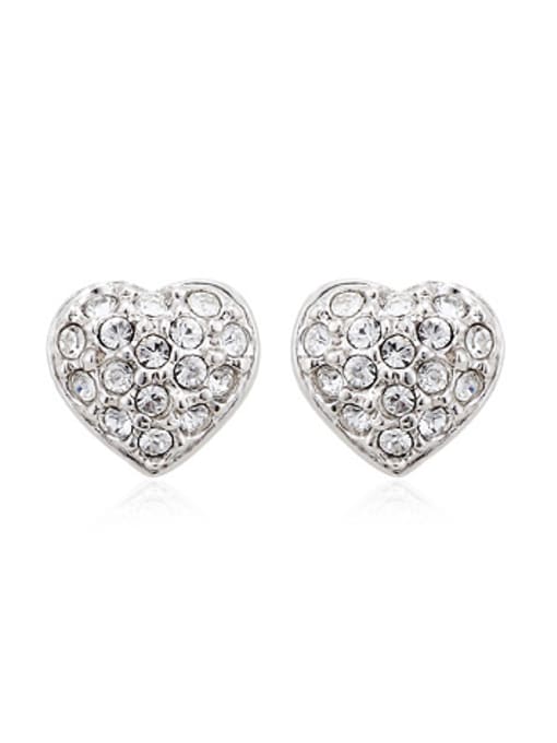 white Heart shaped Austria Crystals Stud Earrings