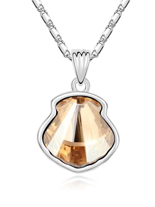 QIANZI Simple Shell-shaped austrian Crystal Pendant Alloy Necklace 1