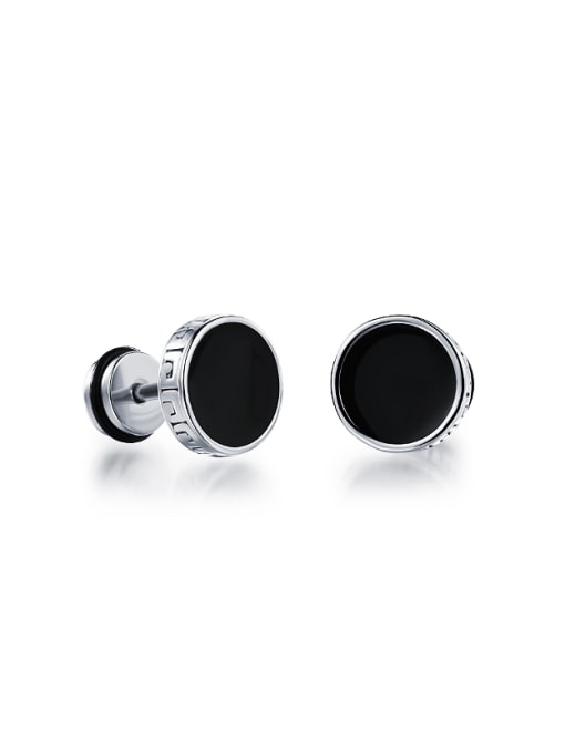 titanium Fashion Tiny Black Round Titanium Stud Earrings