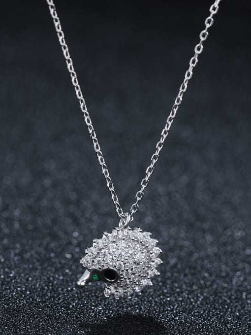 UNIENO 925 Sterling Silver With Platinum Plated Cute Animal Hedgehog Necklaces 0