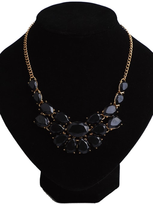 Black Fashion Geometrical Resin Alloy Gold Plated Necklace