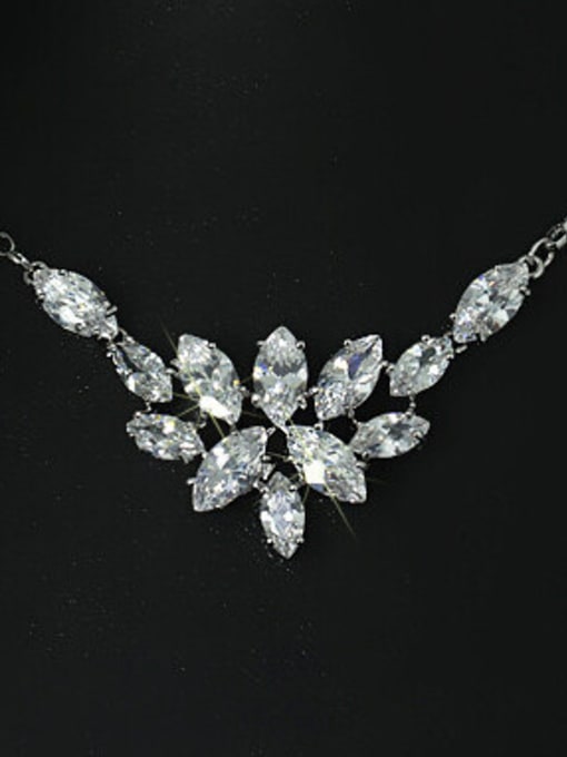 Platinum with chain Irregular Zircons Shining Necklace