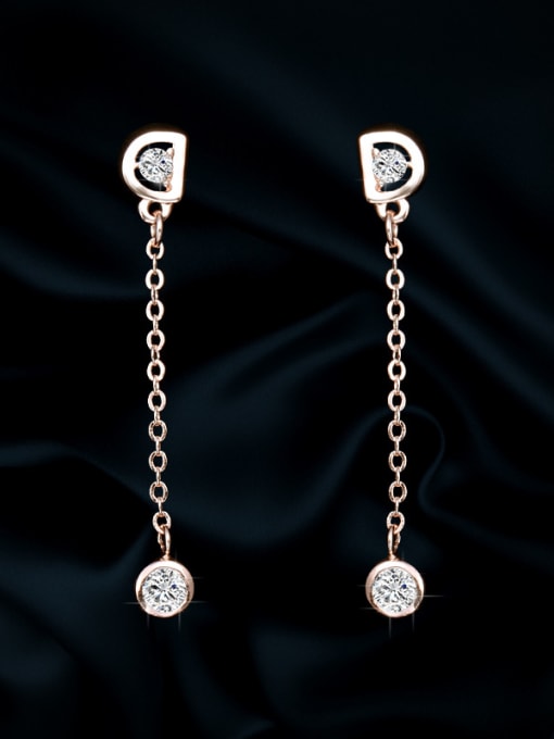 Mo Hai Copper With Cubic Zirconia Simplistic Monogrammed  "D"Threader Earrings 0