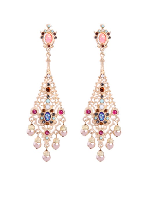 KM Colorful Artificial Pearls Temperament Drop Earrings 0