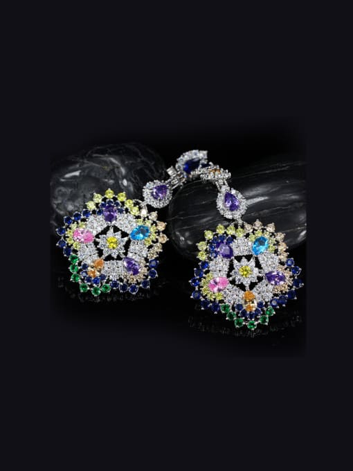 L.WIN Exaggerate Colorful Flower Drop Chandelier earring 1