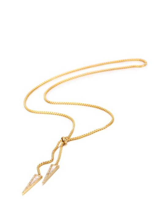 Gold Fashion Titanium Golden Triangle Shaped Necklace