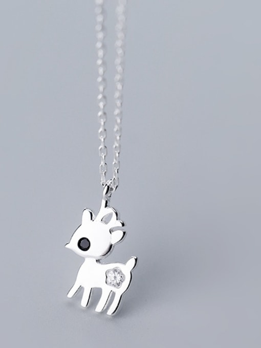 Rosh 925 Sterling Silver With Silver Plated Simplistic Plum Deer Necklaces 3