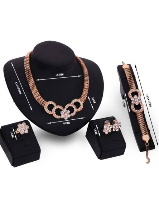 BESTIE Alloy Imitation-gold Plated Fashion Rhinestones Flower-shaped Four Pieces Jewelry Set 2