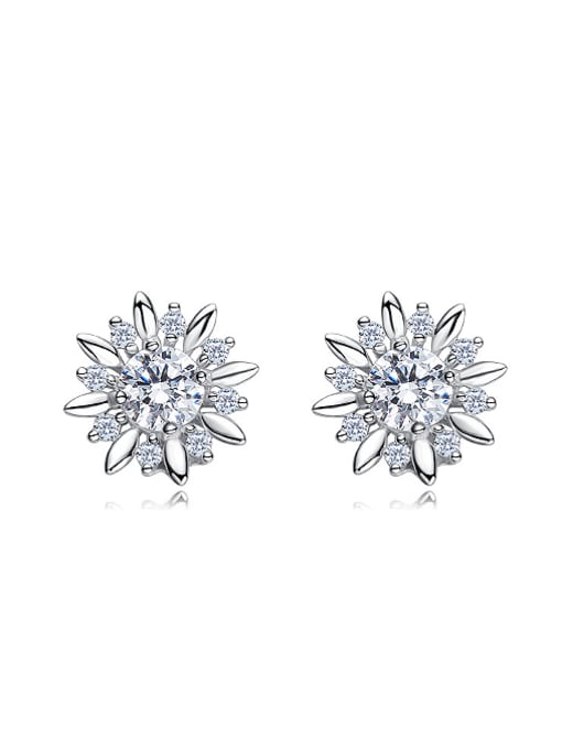 CEIDAI Tiny Cubic austrian Crystals Flowery 925 Silver Stud Earrings 0