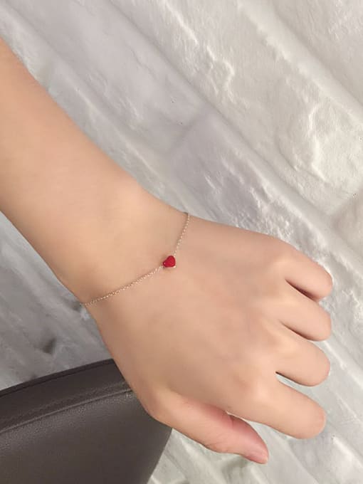 Peng Yuan Simple Heart shaped Silver Bracelet 1