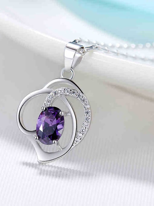 Purple 925 Silver austrian Zircon Necklace
