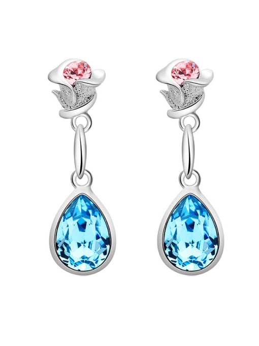 blue Flower Shaped Crystal drop earring