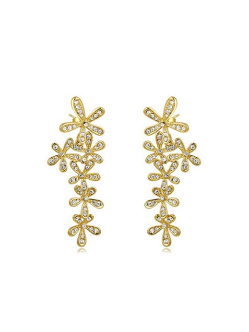 18k Gold Temperament 18K Gold Plated Flower Shaped Drop Earrings