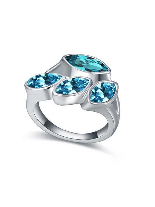 blue Personalized Four Marquise austrian Crystals Alloy Ring