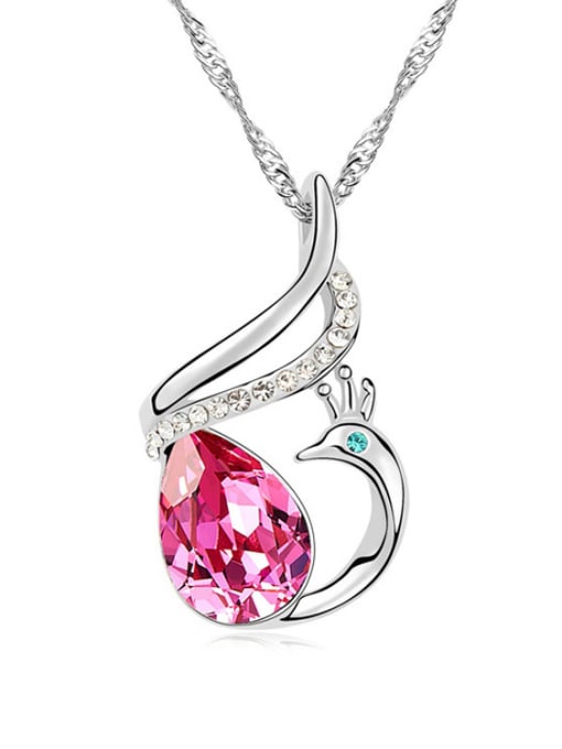 pink Fashion Water Drop austrian Crystals Phoenix Alloy Necklace