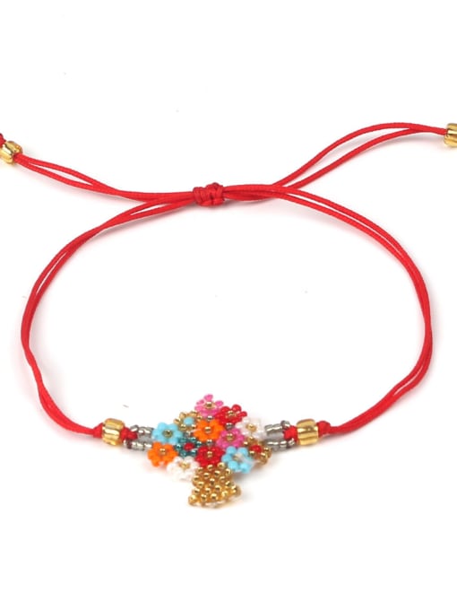 HB648-A Colorful Flower Accessories Woven Rope Bracelet