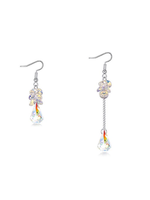 QIANZI Asymmetrical Water Drop austrian Crystals Alloy Earrings