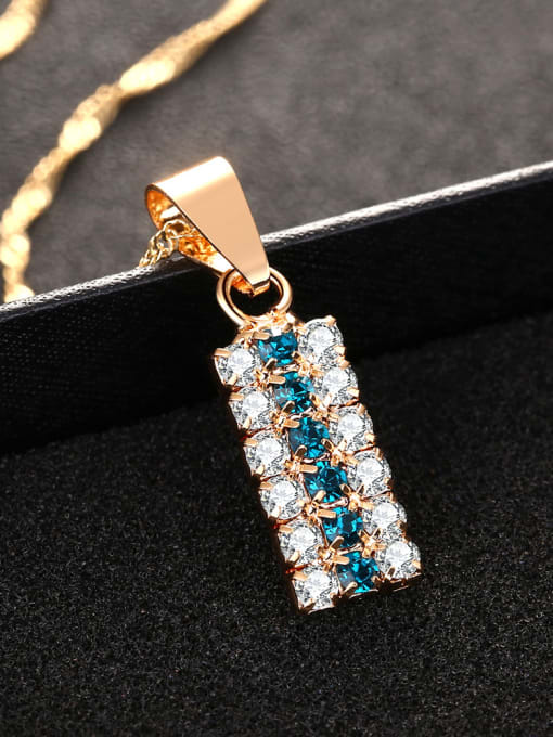 Ya Heng Fashion Rectangular Cubic Zirconias Copper Necklace 1