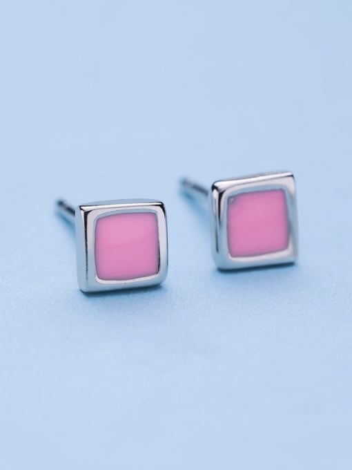 Pink Women Fresh Square Shaped Earrings